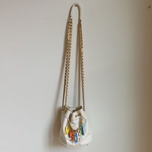 Moschino white mini bucket bag
